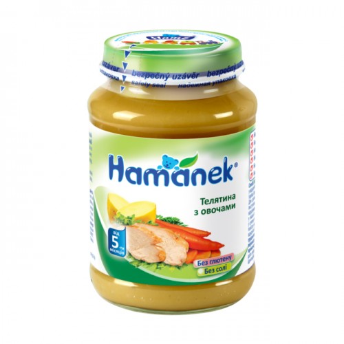 Пюре Hamanek телятина с овощами, 190 г