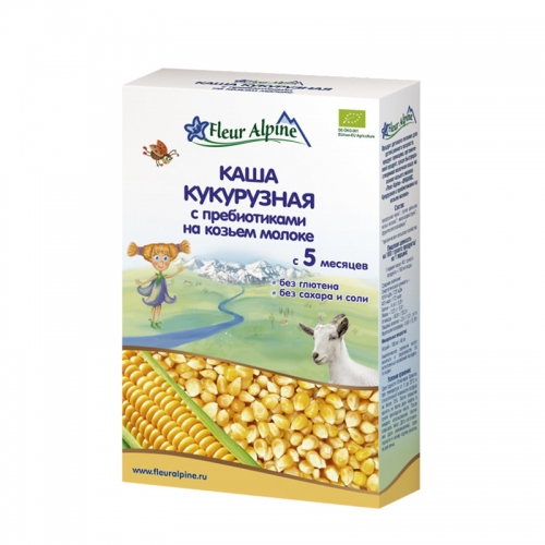 Кукурузная каша Fleur Alpine с пребиотиками на козьем молоке, 200 гр