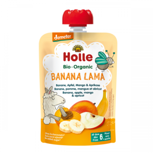 Детское пюре Holle Банан-яблоко-манго-абрикос Banana Lama, 100 гр
