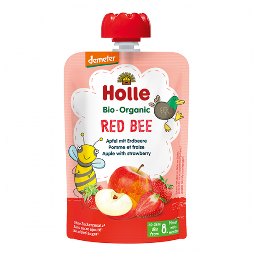 Детское пюре Holle Яблоко-клубника Red Bee, 100 гр