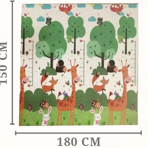 двусторонний складной коврик "Веселый жираф и загадочный лес" 150*180*1 см.