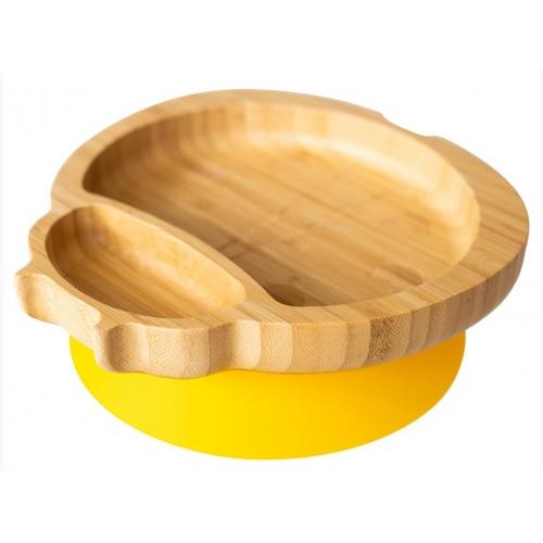 секционная тарелка из бамбука с желтой присоской