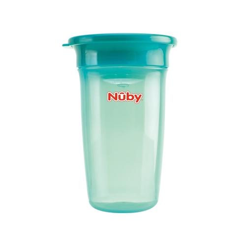 Чашечка 360* непроливайка прозрачная,  з кришечкою, (колір зелений)360ml