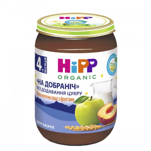 Молочная манная каша с фруктами HiPP Спокойной ночи, 190 гр